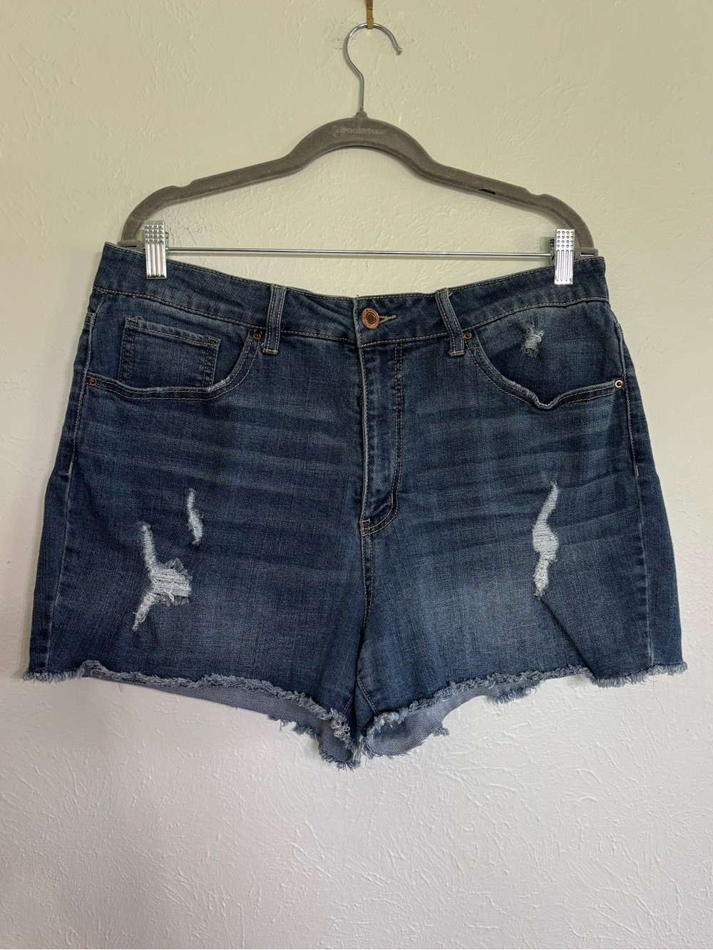 Denim Distressed Women's Shorts - Dark Blue